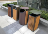 戶外鋼木單筒垃圾桶城市公共空間的實用美學(xué)實踐