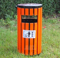 烤漆鋼木垃圾桶