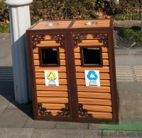 景區(qū)古典鋼木分類垃圾桶