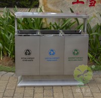 出口戶外方形不銹鋼分類垃圾箱