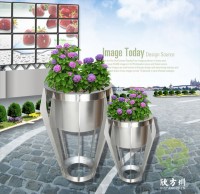 商場(chǎng)不銹鋼本色花盆組合