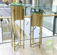 商場電鍍土豪金不銹鋼花架