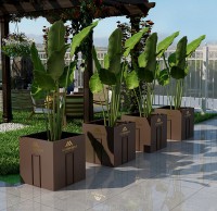 戶外方形噴塑不銹鋼花箱樹(shù)池
