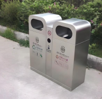 定制戶外方形兩分類不銹鋼垃圾箱城市文明的精致注腳