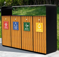 園林之雅，分類之美定制鋼木四分類垃圾箱的詩意棲居