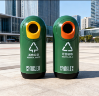 圓柱形組合式玻璃鋼分類垃圾桶落地紀(jì)實(shí)