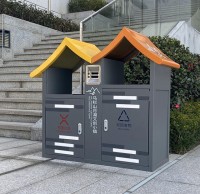 戶外新寵屋形鍍鋅板分類(lèi)垃圾桶