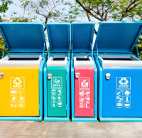 公園四分類垃圾桶環(huán)保與功能兼?zhèn)涞墓苍O(shè)施革新
