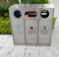 商業(yè)步行街的三分類不銹鋼垃圾桶定制您的城市名片