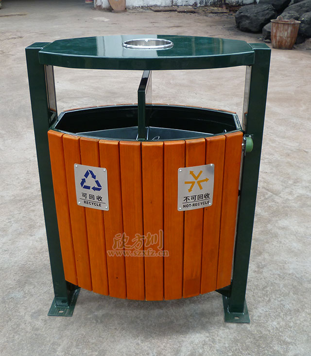 搖擺式鋼木垃圾桶 搖擺式鋼木垃圾桶
